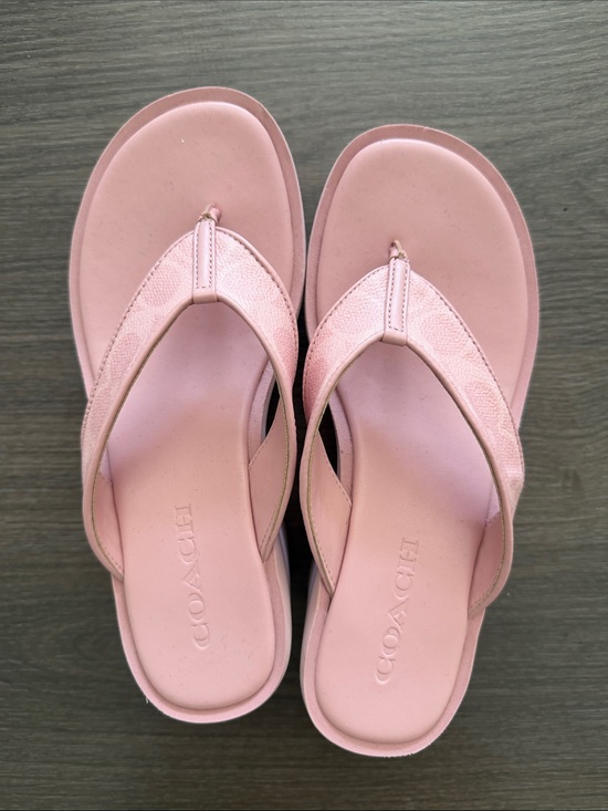 Coach Shoes - COACH Pink Leather Flip Flop Sandals